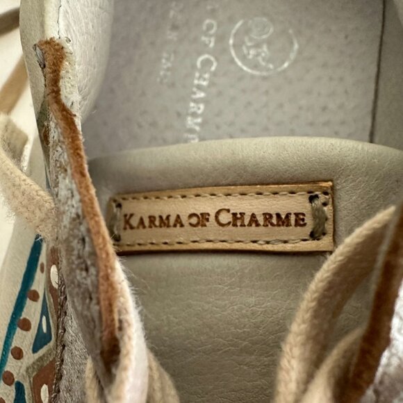 Karma of Charme Painted Leather Low Top Sneakers Size 41 US 10.5 Gray Boho Artsy - Picture 10 of 11